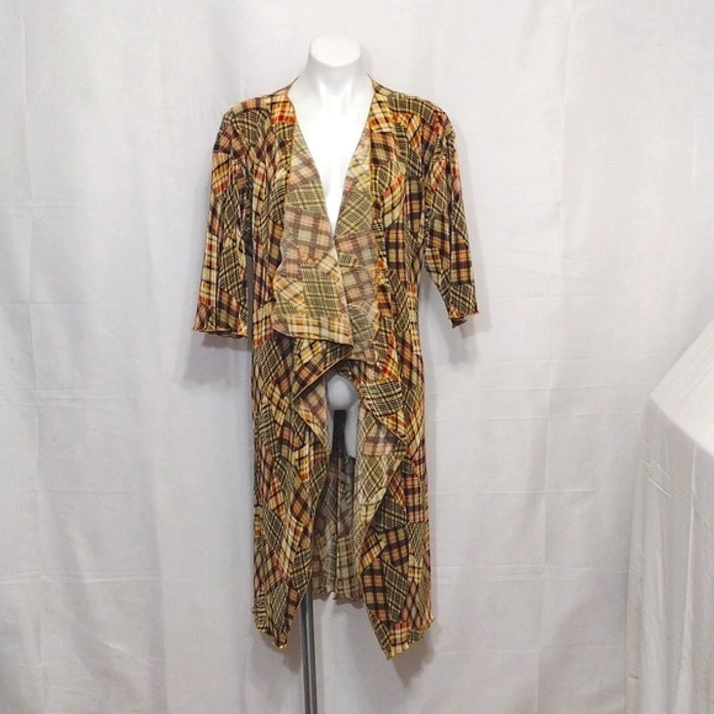 Boho Pleated Kimono Duster Small Lightweight Open Front Beach Cover Up Layer